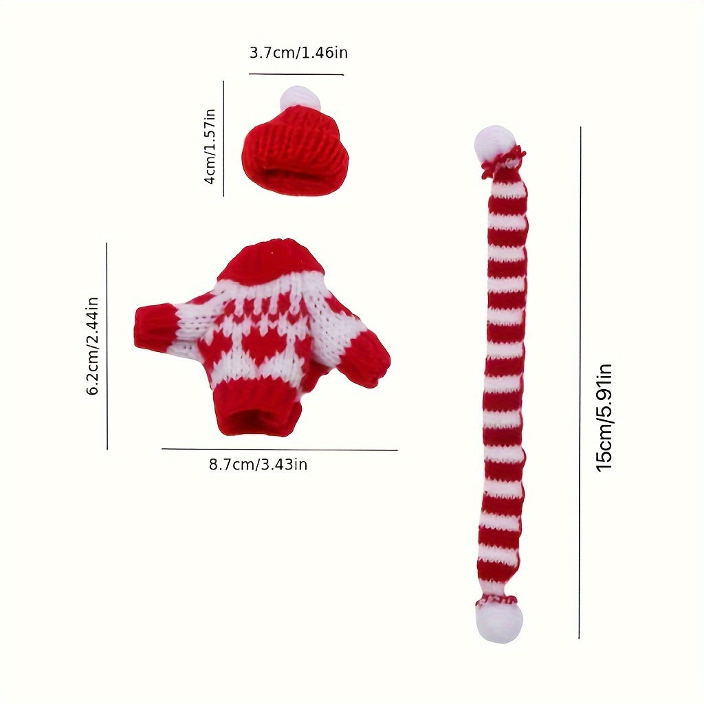 Mini Knitted Doll Clothes Set Plush Toy Sweater Hat Scarf Decoration
