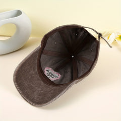 Paris Embroidery Baseball Cap Gray Heart Patch Distressed Dad Hat