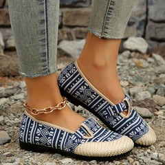 Women's Geometric Pattern Slip On Flat Shoes Lightweight Walking Shoes