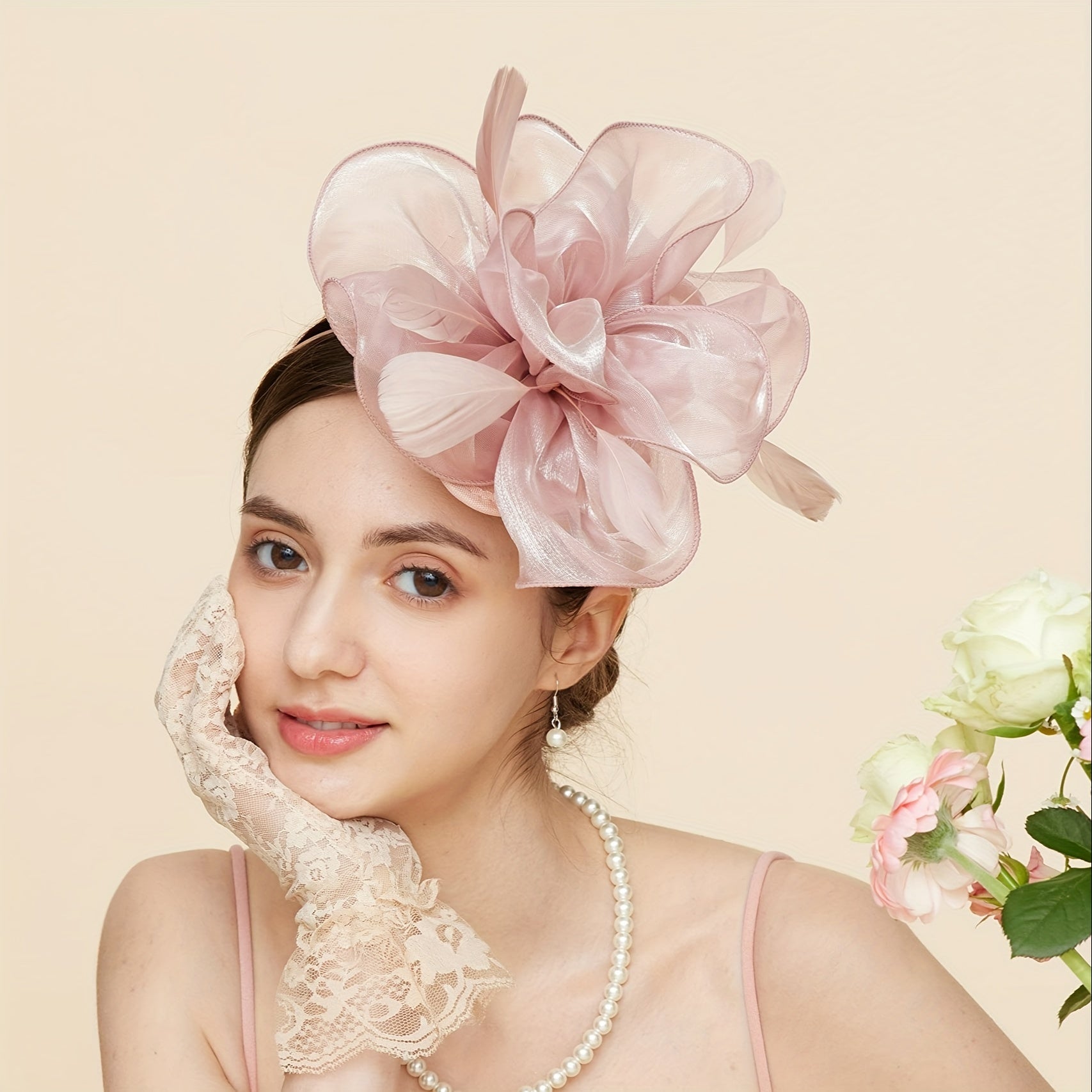 Women's Tea Party Style Fancy Hat With Clip And Hair Hoop