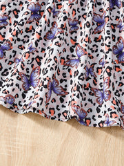 Toddler Girls Butterfly & Leopard Crisscross Back Cami Dress