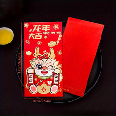 6pcs Chinese New Year Red Envelopes Lion Dragon Cartoon Design Party Birthday