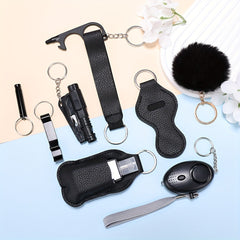 9pcs Women's Safety Keychain Set with Personal Alarm Window Breaker Accessories