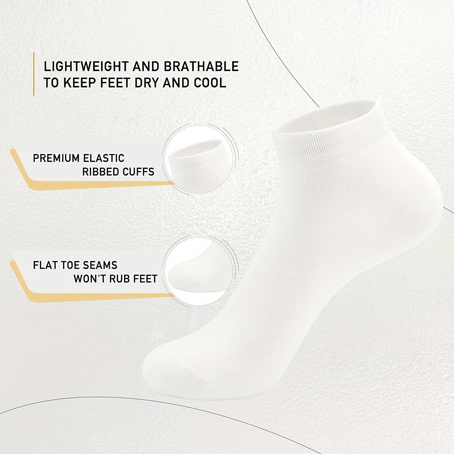 Men's Solid Liner Anklets Socks Soft & Breathable Sweat Absorbent Outdoor Socks