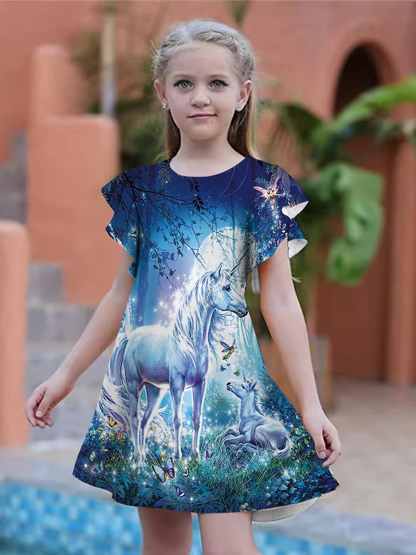 Summer Girls 3D Print Fancy Dresses Kids Party Princess Dress