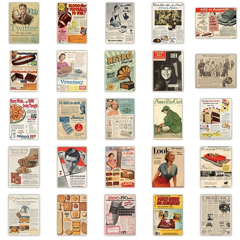 50pcs Classic Retro Posters Doodle Waterproof Stickers DIY Creative Toys