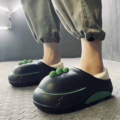 Men's Cartoon Fleece Slippers Waterproof Plush Lining Shoes