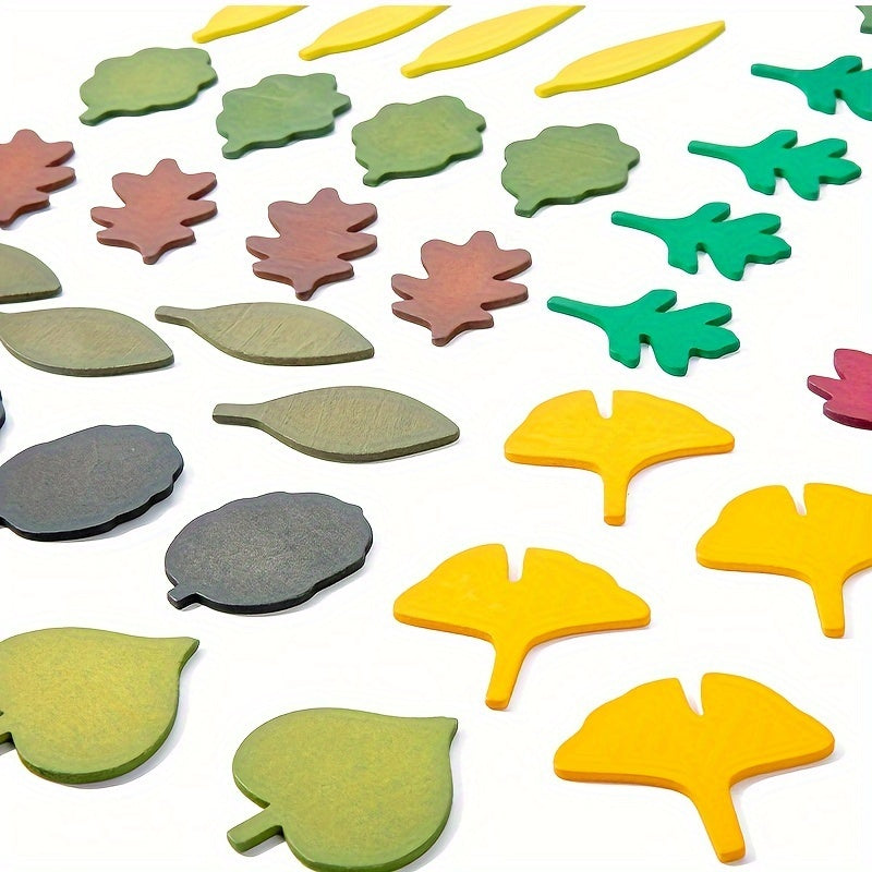 Wooden Leaf Shapes Puzzle Set for Kids Natural Wood Toy Educational Activity
