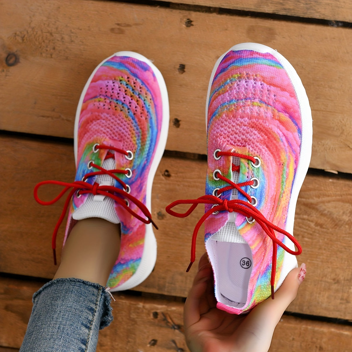 Women's Colorful Mesh Breathable Running Shoes Lightweight Lace Up