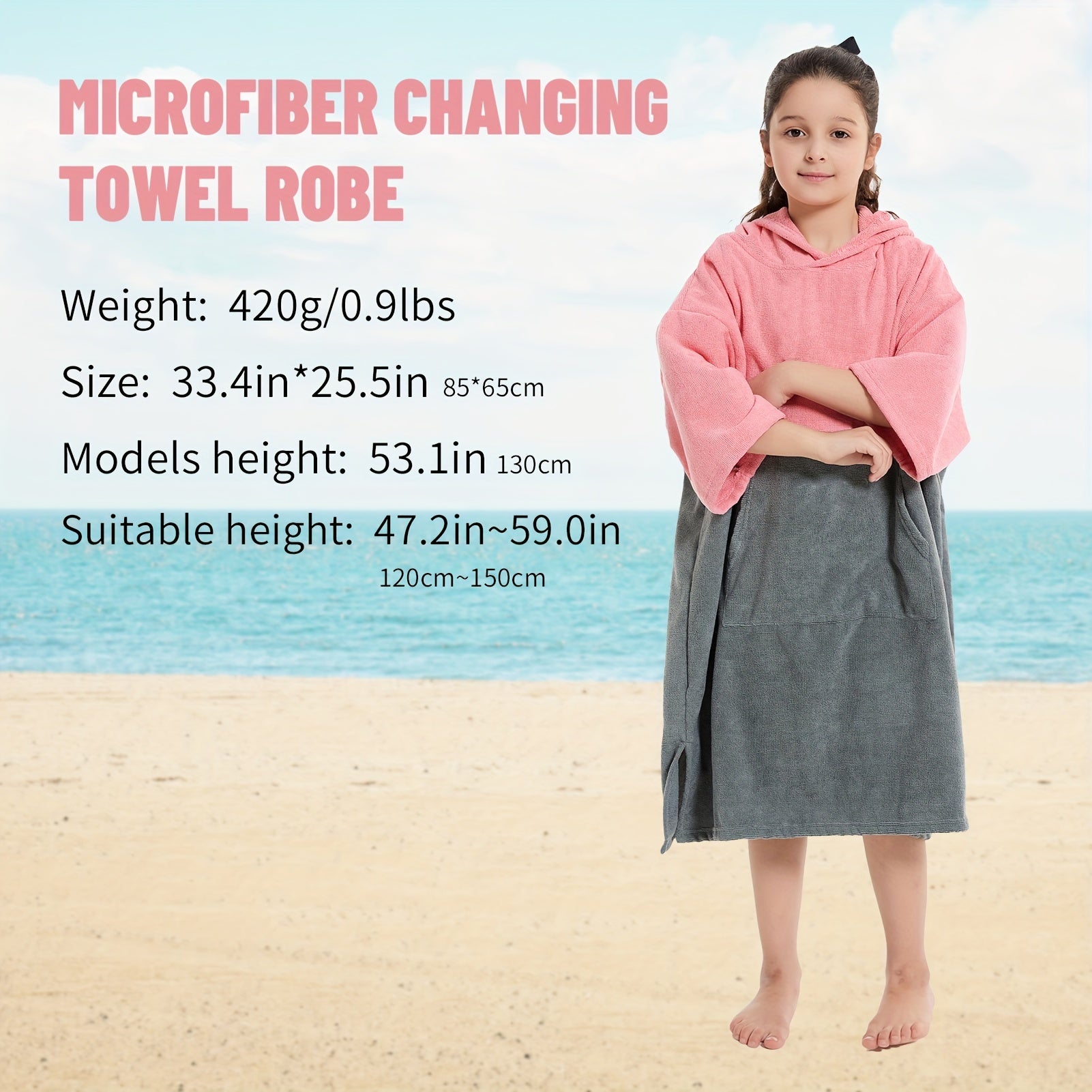 Kids Changing Towel Robe Quick Dry Surf Poncho Microfiber Bath Towels