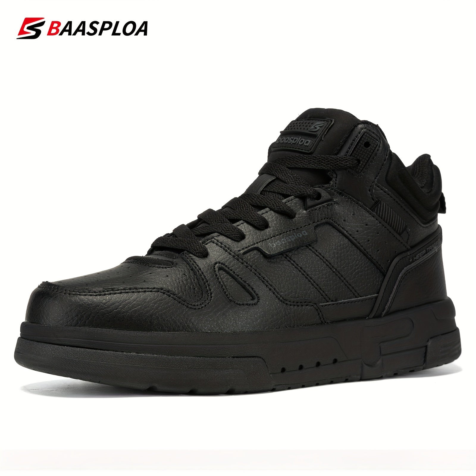 Baasploa Men's High Top Skate Shoes Lace Up Comfy Non Slip Sneakers