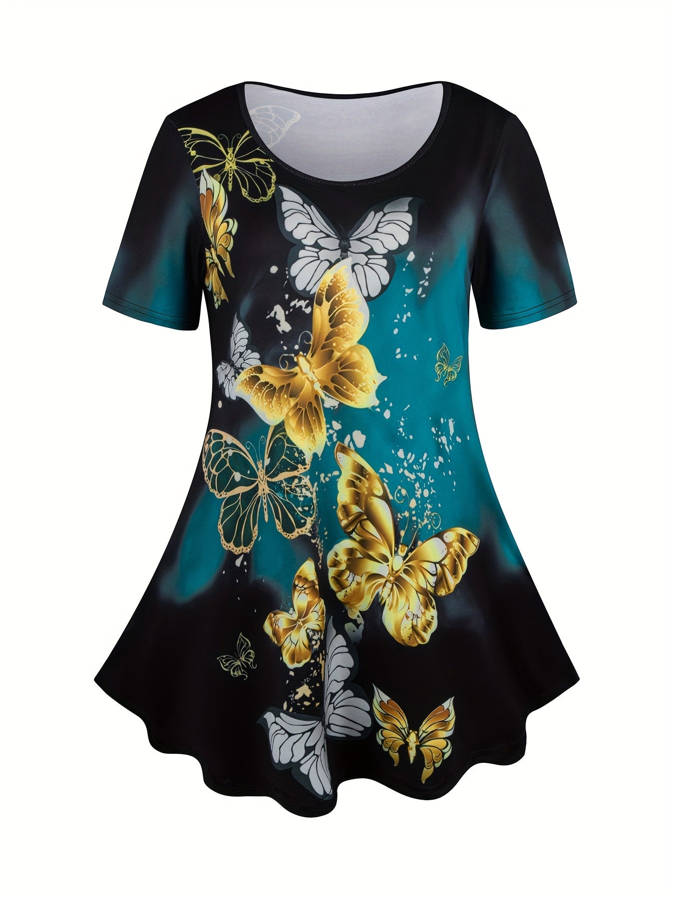 Butterfly Print Ombre Tunic Top & Leggings Set