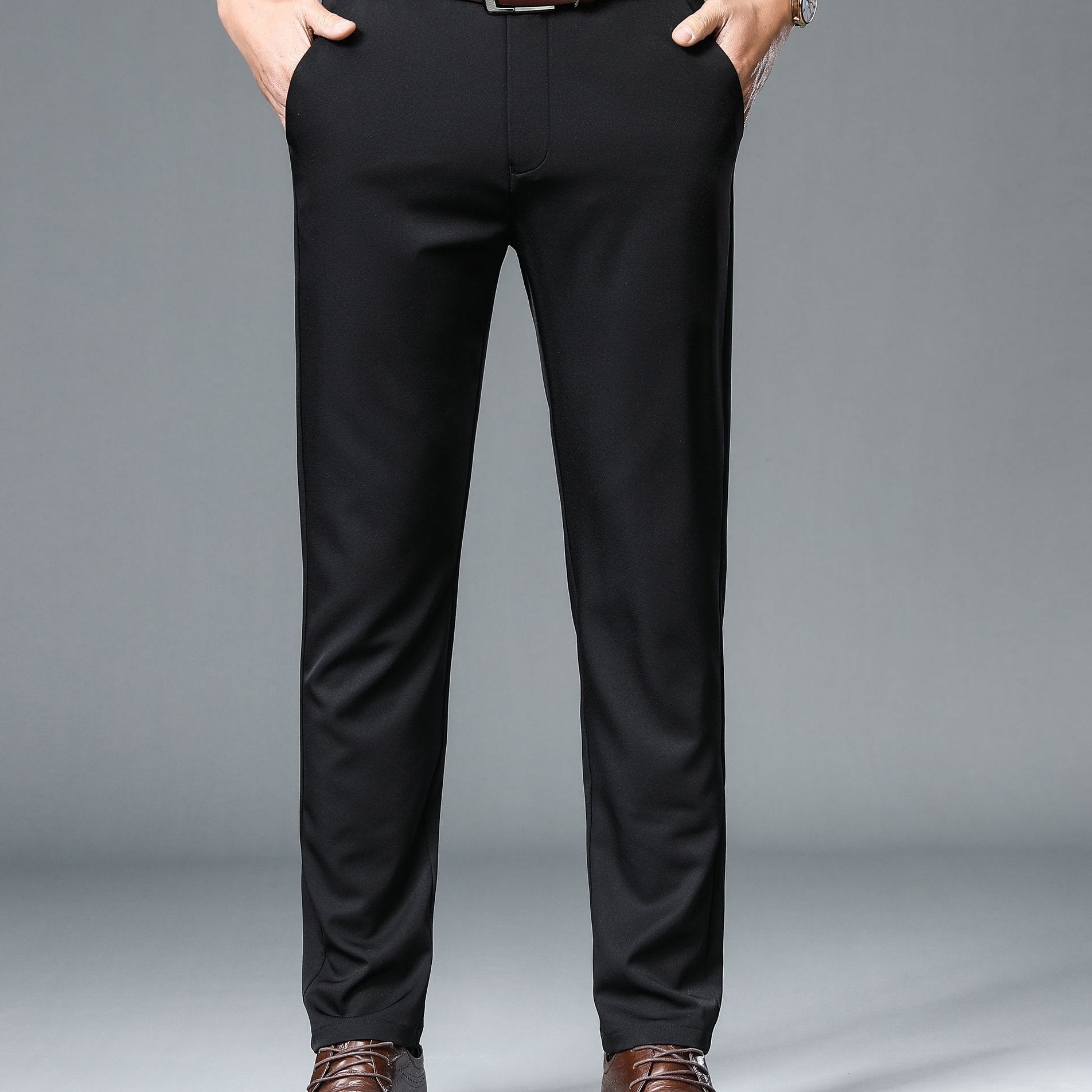 Men's Summer Dress Pants Classic Straight Leg Business Formal