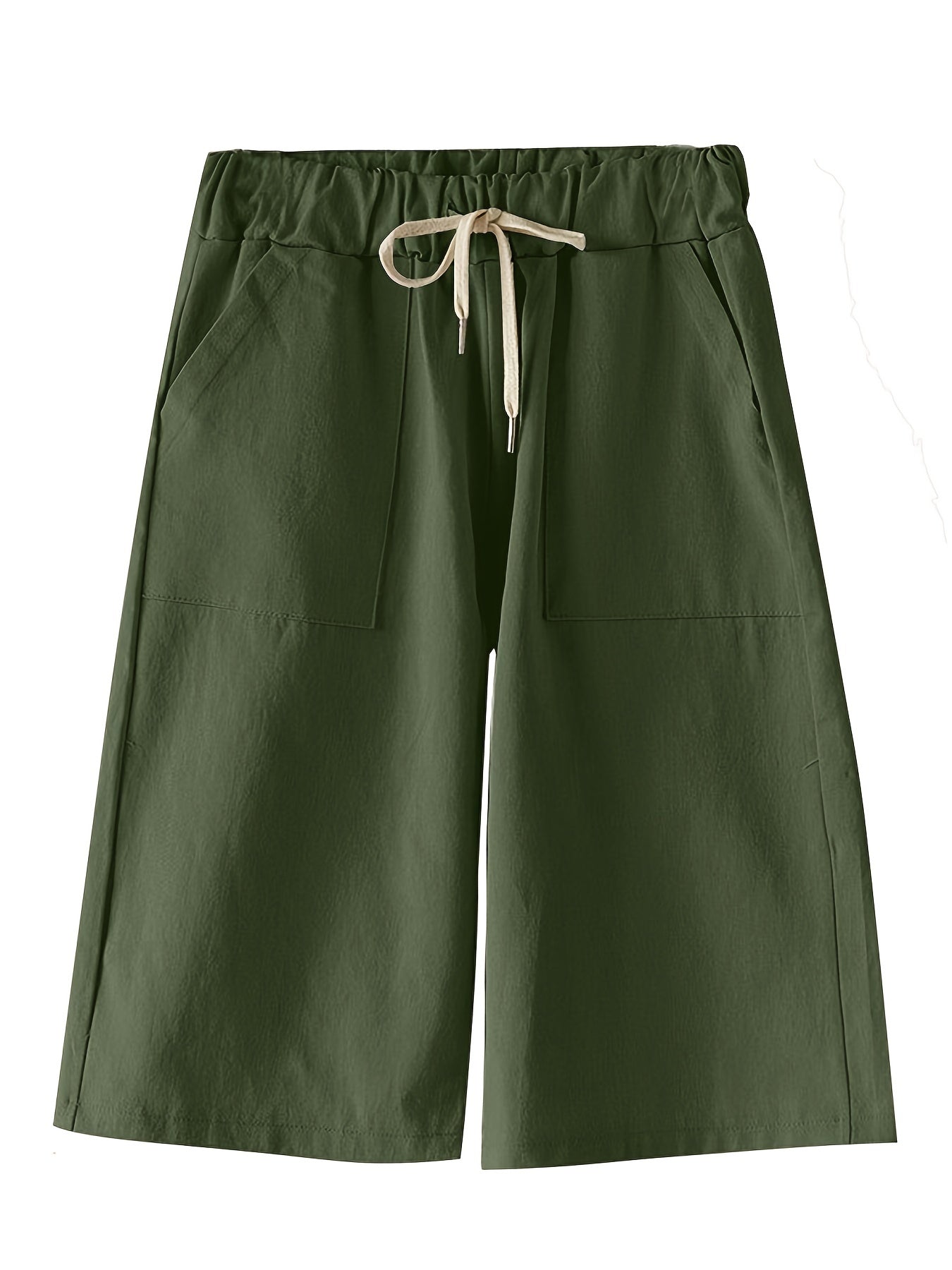 High Rise Wide Leg Drawstring Shorts Women's Plus