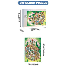 Wooden Puzzle - 500/1000pcs Cartoon Store Print - Stress Relief Family Game