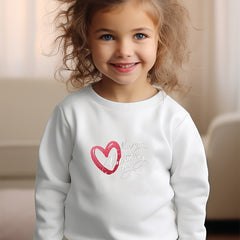 Girls Heart Pattern Crew Neck Sweatshirt Spring Fall