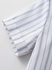 Boys Striped Shirt with Pocket Short Sleeve Lapel Shirt