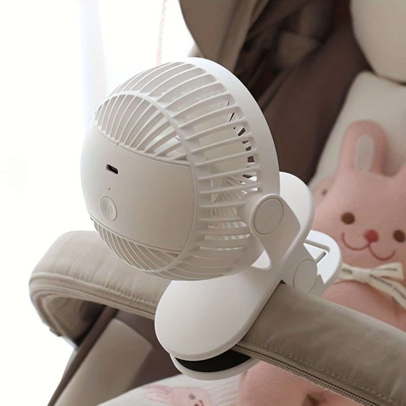Portable Desktop Clip-on Stroller Fan, USB Small Fan, Three Speed Adjustable