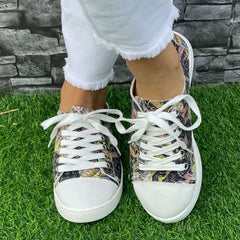 Grey Geometric Board Shoes Women Casual Lightweight Walking Sneakers