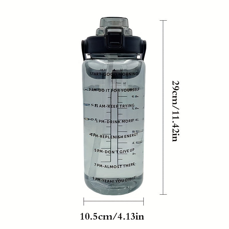 2L 67oz Sports Water Bottle with Straw and Time Marker