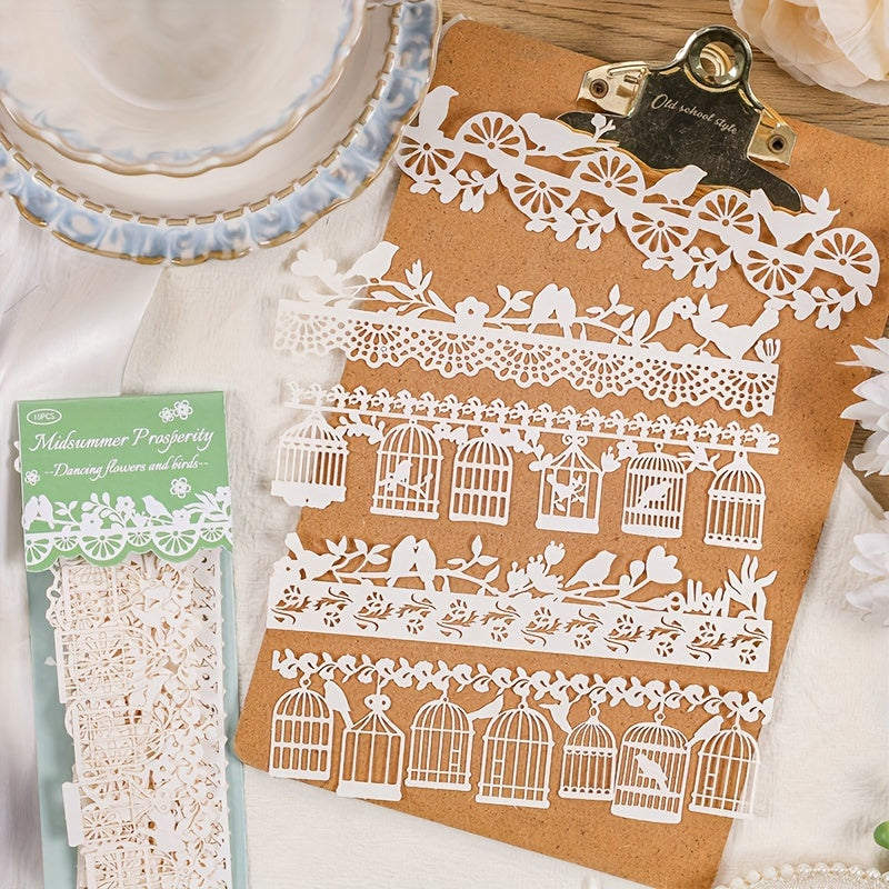 10pcs Retro Border Non Sticky Wind Account DIY Material Paper Bag