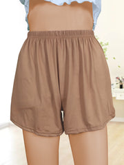 Solid Sleep Bottoms & Loose Side Split Elastic Waist Shorts