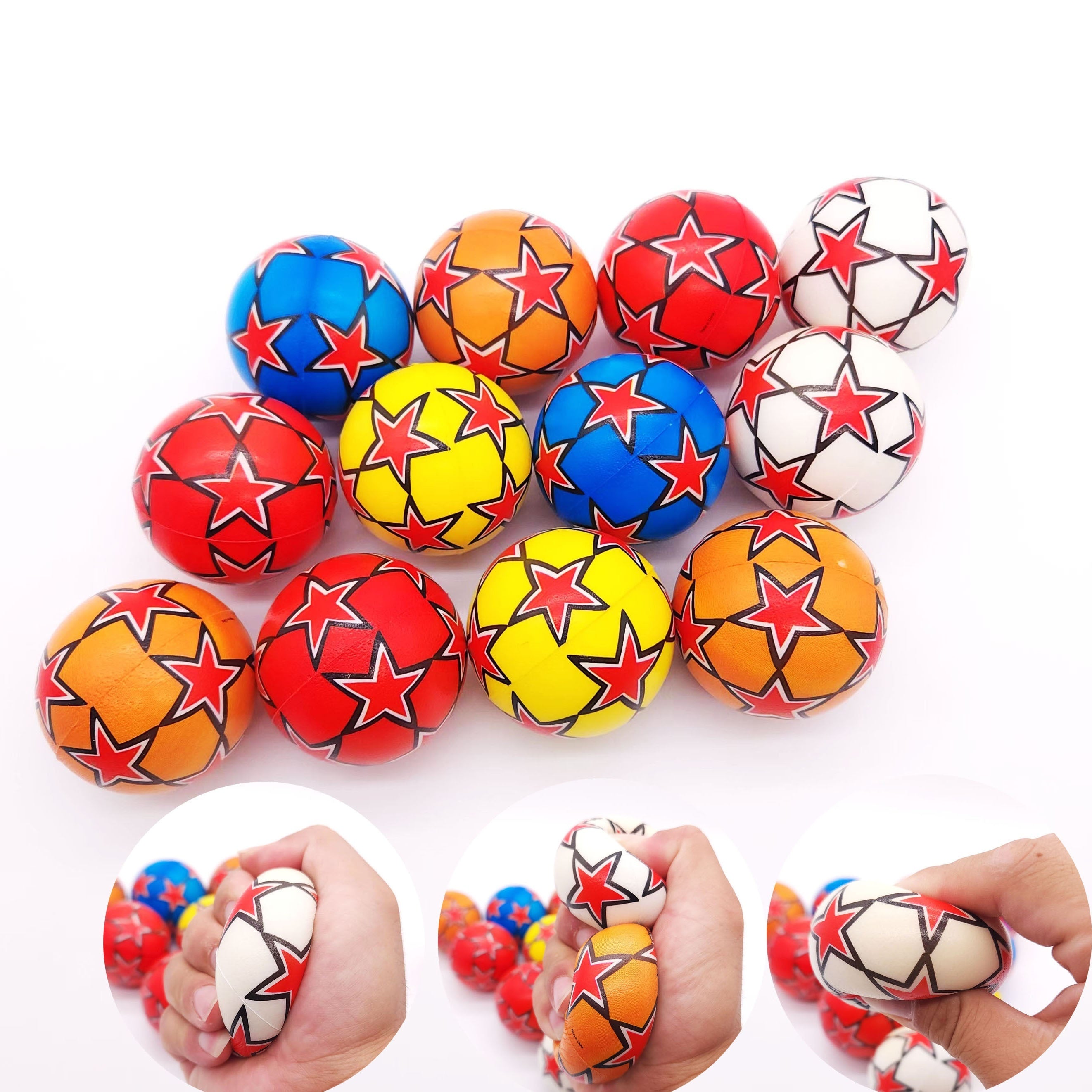 12pcs 6 PU Sponge Squeeze Balls Mini Pentagram Football Creative Toys