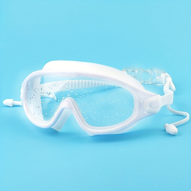 Large Frame Silicone Swim Goggles Anti fog Waterproof Clear Visor