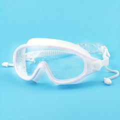 Large Frame Silicone Swim Goggles Anti fog Waterproof Clear Visor