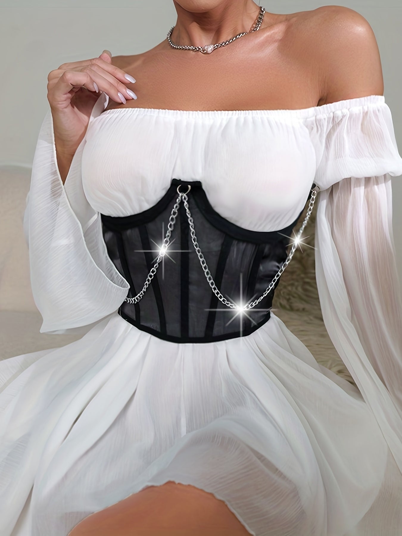 Satin Lace Up Corset Belt Waist Top