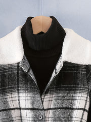 Girls Fleece Collar Plaid Style Open Front Dress