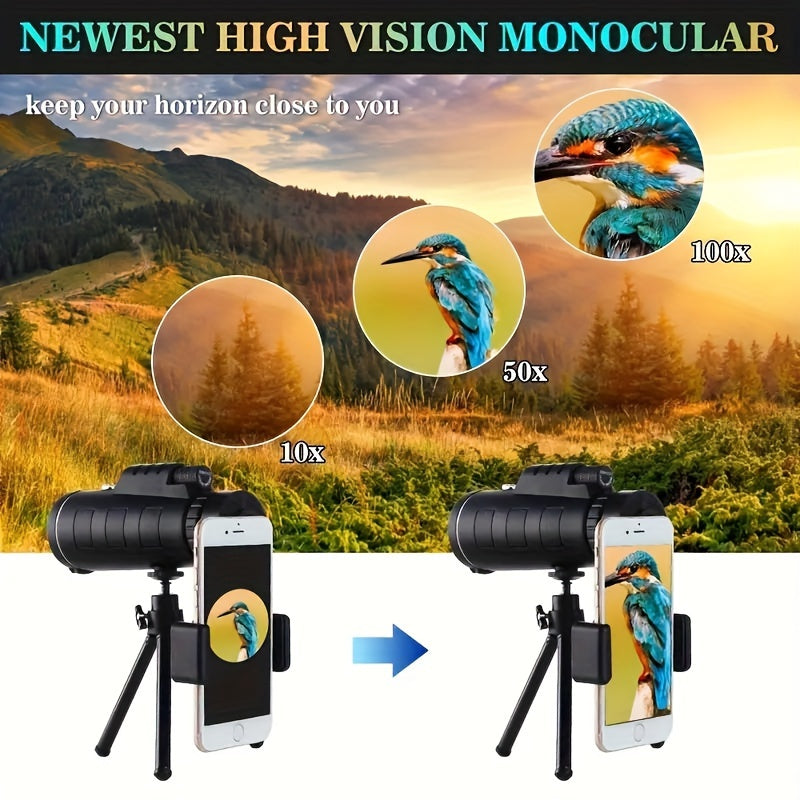 80x100 HD Monocular Telescope High Magnification BAK4 Prism