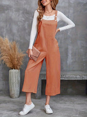 Wide Leg Casual Overall Jumpsuit with Pockets