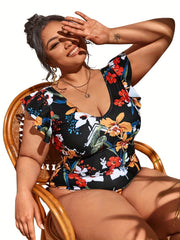 Retro Swimsuit Women's Floral Print One Piece S