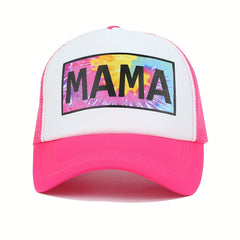 MAMA Print Trucker Hat Adjustable Baseball Cap Mesh Sports Dad Hats For Women