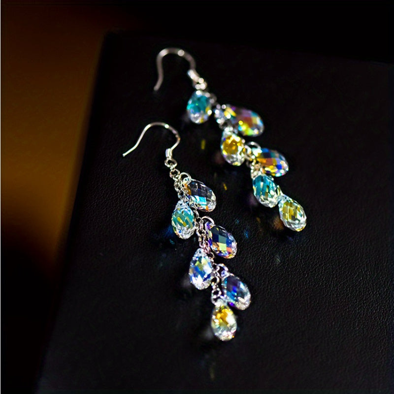 Colorful CZ Water Drop Hook Earrings For Girls