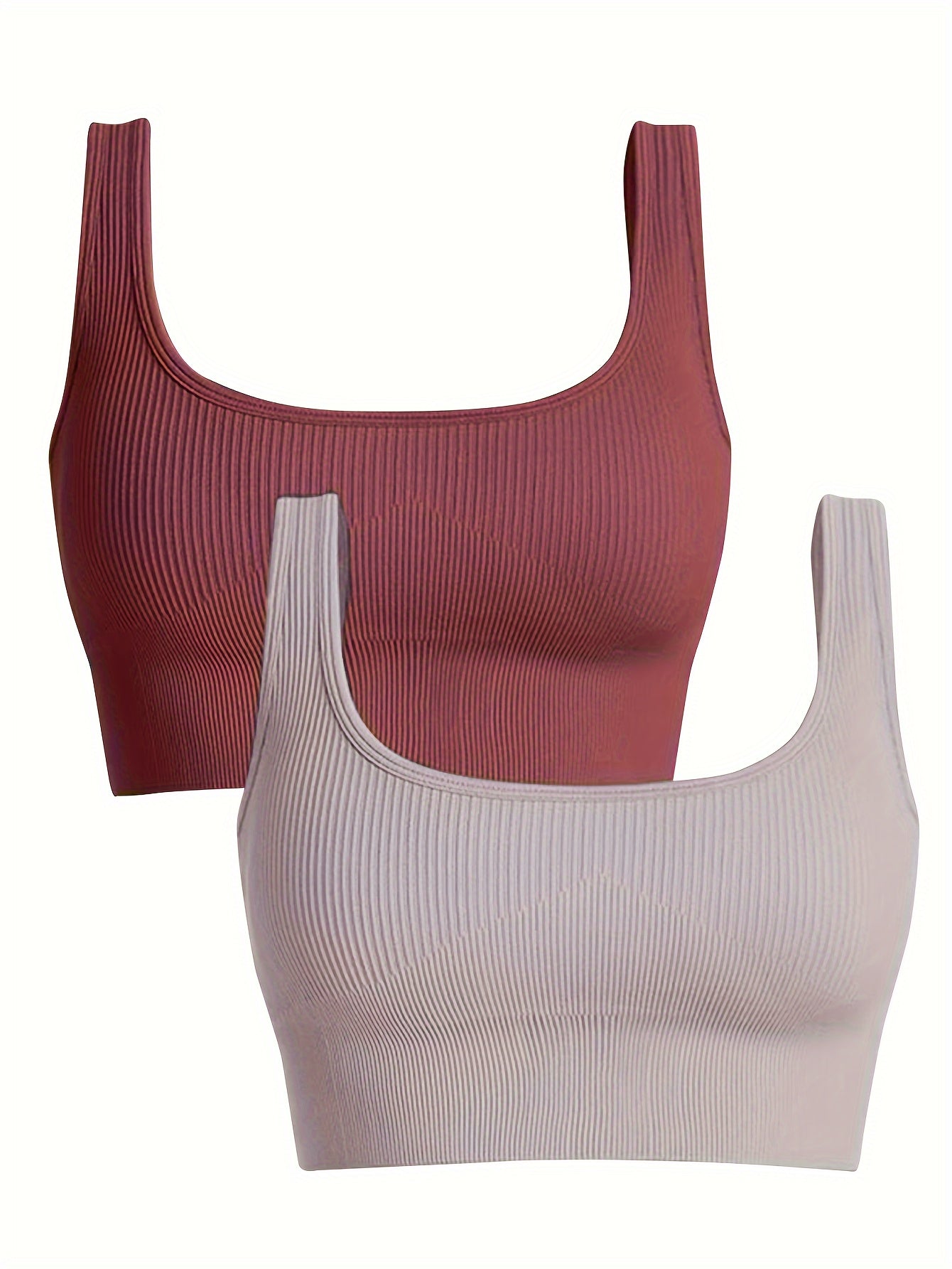 2 Pack Plus Size Sports Bra Set Seamless High Elastic Yoga Bra With Pads