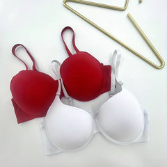 2pcs Solid T Shirt Bras Comfy & Breathable Push Up Bra