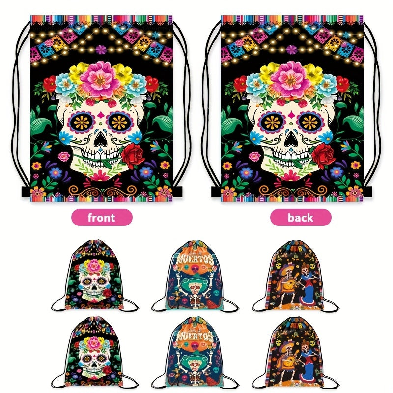 Halloween Cartoon Drawstring Backpack for Kids Portable Shoulder Bag