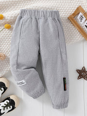 Boys Elastic Waist Sweatpants Casual Sports Jogger Cropped Pants