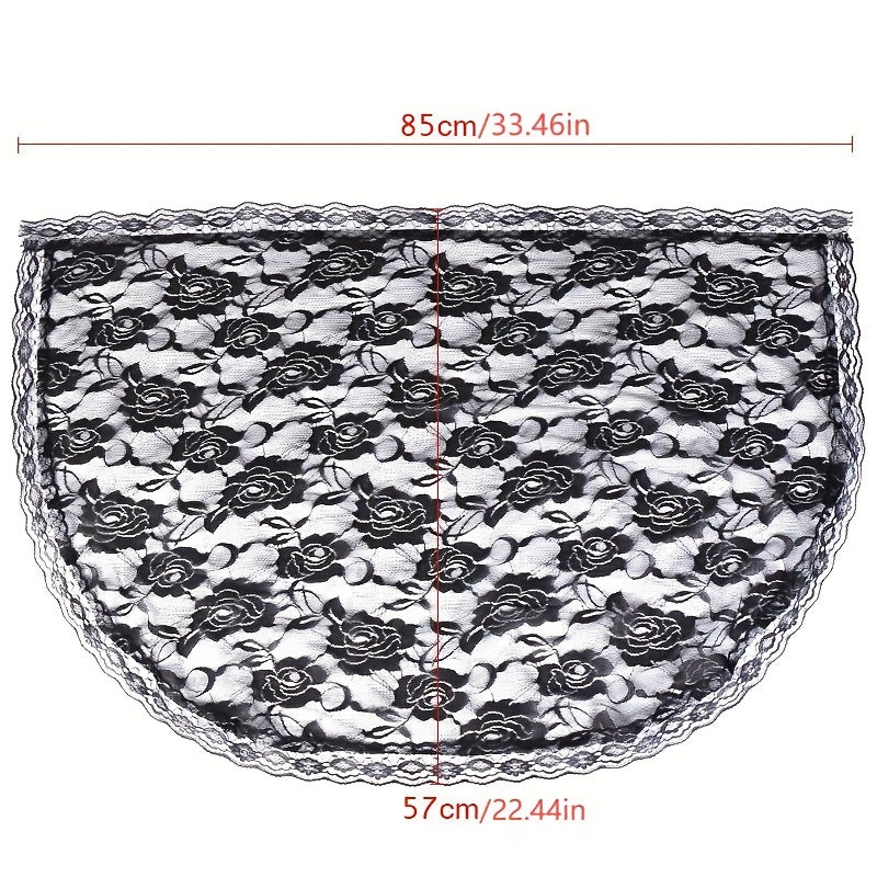Short Lace Bridal Mantilla Veil Floral Head Covering Soft Tulle Fabric