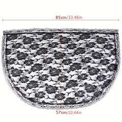 Short Lace Bridal Mantilla Veil Floral Head Covering Soft Tulle Fabric