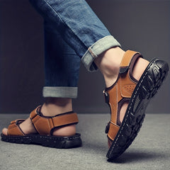 Men's Open Toe Hook And Loop Sandals Non Slip Comfortable Beach Shoes