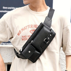 PU Leather Waist Bag Casual Fanny Pack Outdoor Camping Sports Chest Bag