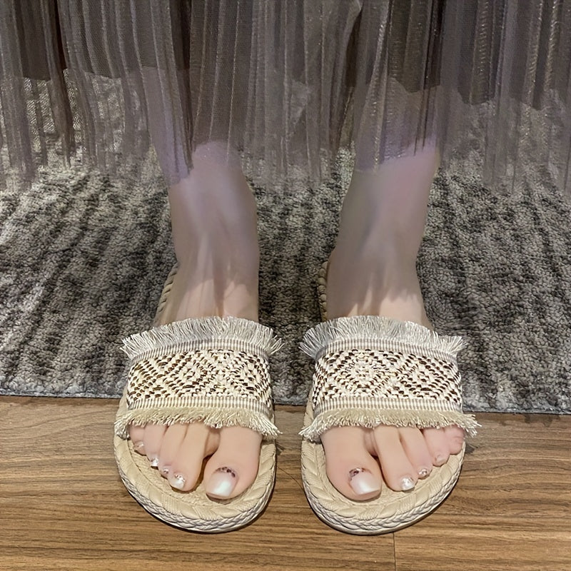 Stylish Tassel Straw Slippers Sandals for Women