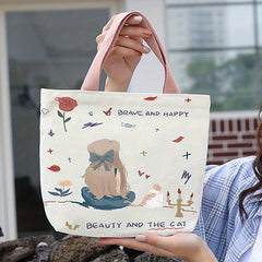 Cartoon Graphic Canvas Lunch Handbag Satchel Bag