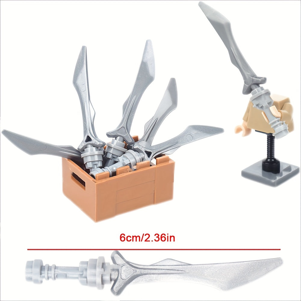 9pcs Silvery Weapon Building Blocks Knight Warrior Duel Toy Acces