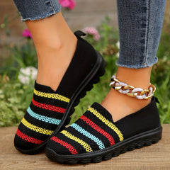 Women's Striped Non-slip Walking Shoes Comfortable Sports Shoes