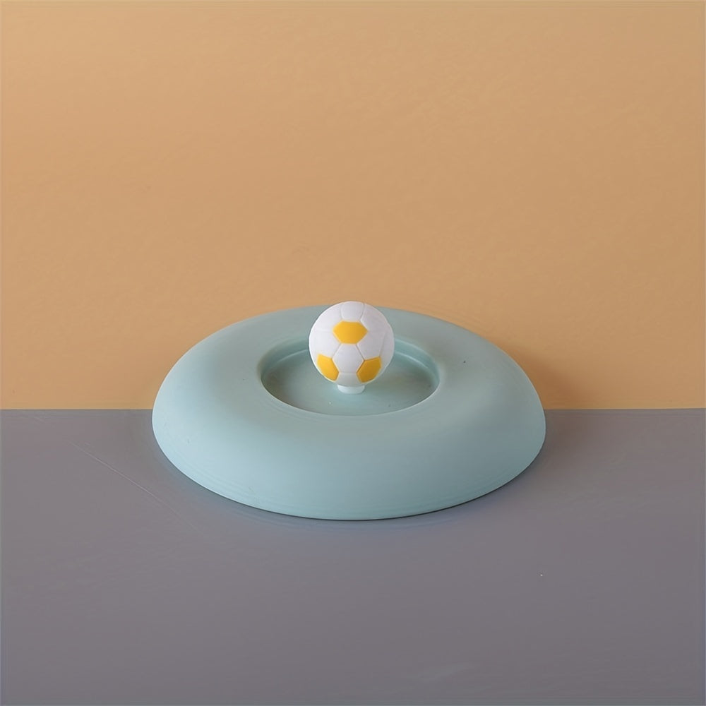 Football Decor Reusable Silicone Cup Cover, Suction Cup Lid