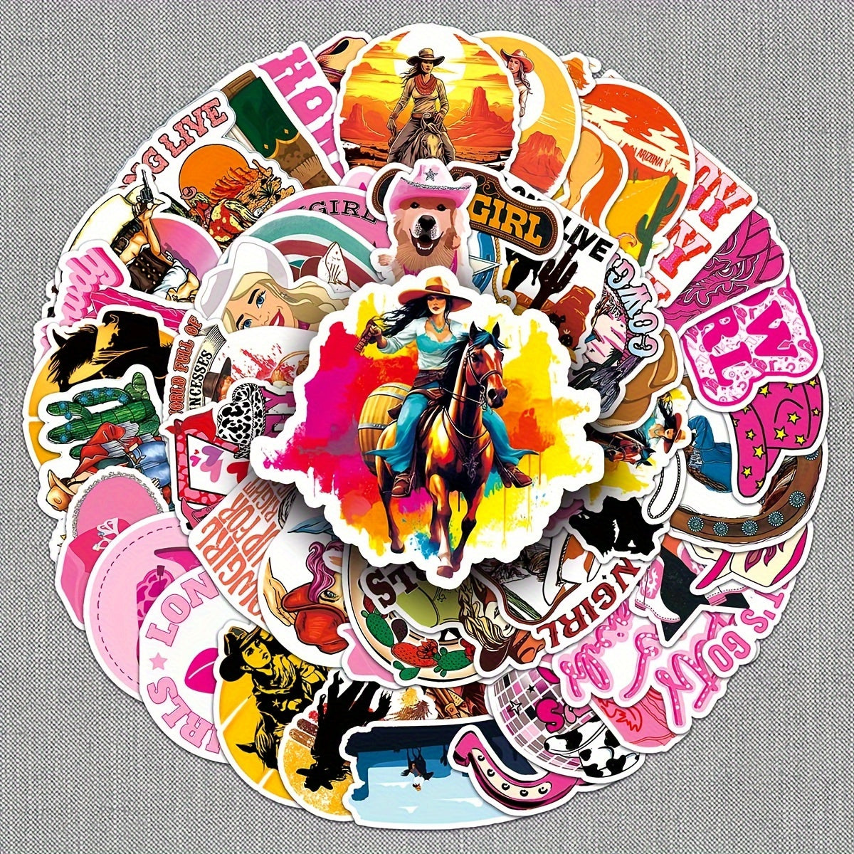 50pcs Cowgirl Cartoon Graffiti Stickers Waterproof Sticker